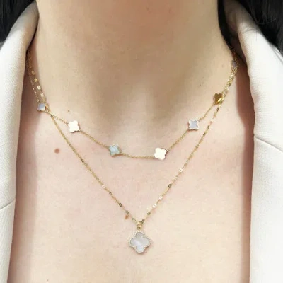 The Lovery Fine Jewelry Mother Of Pearl Diamond Clover Charm In Silver