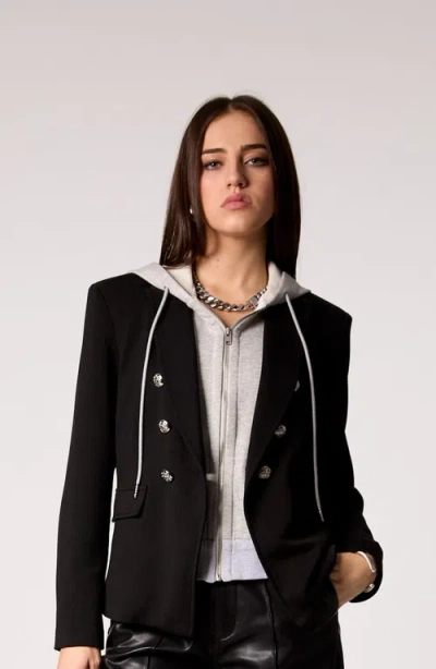 Blue Revival Helen Double-breasted Blazer With Removable Hoodie Insert In Black