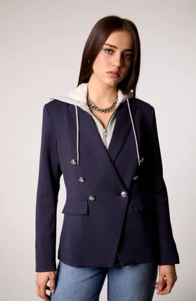 Blue Revival Helen Double-breasted Blazer With Removable Hoodie Insert In Blue
