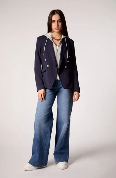 Blue Revival Helen Double-breasted Blazer With Removable Hoodie Insert In Blue