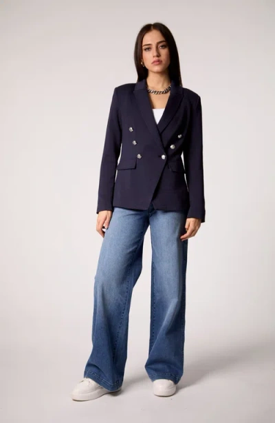 Blue Revival Helen Double-breasted Blazer With Removable Hoodie Insert In Blue