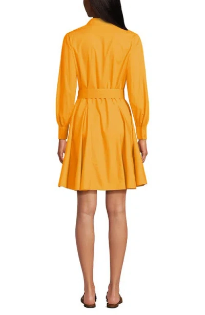 Lands' End Poplin Button Front Dress With Godets In Yellow