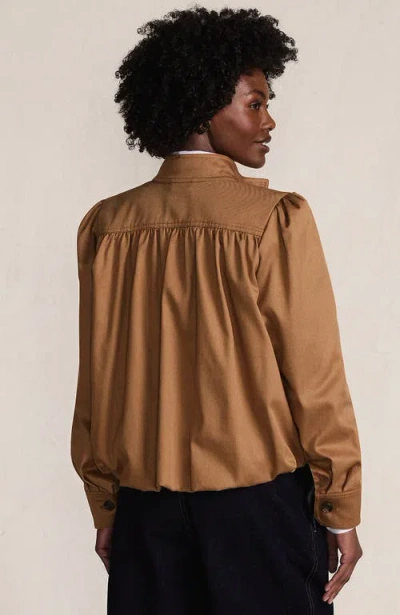 Lands' End Drapey Twill Bubble Hem Jacket In Brown