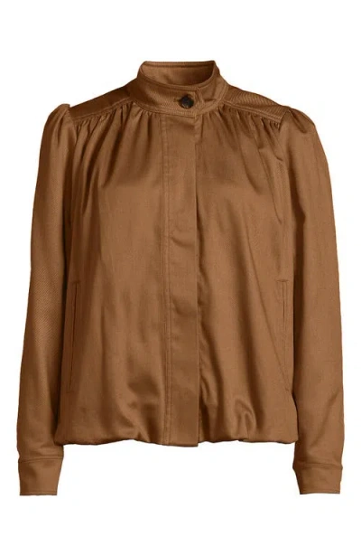 Lands' End Drapey Twill Bubble Hem Jacket In Brown