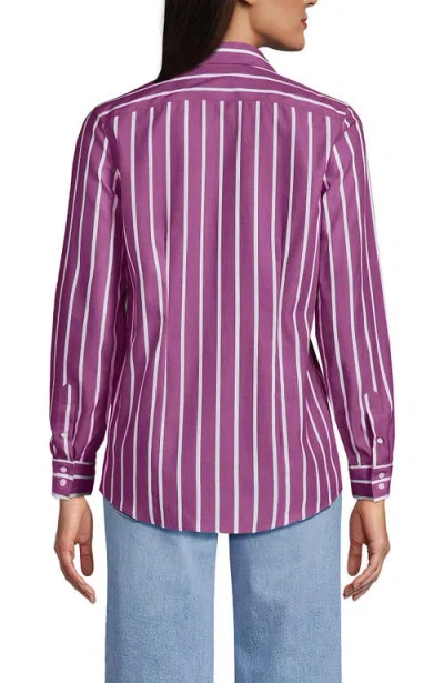 Lands' End Plus Size No Iron Button Front Shirt In Purple