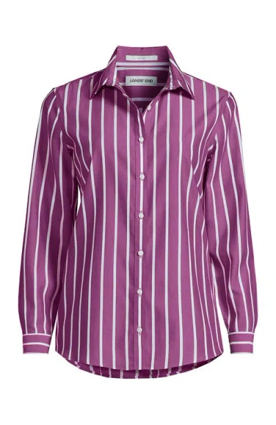 Lands' End Plus Size No Iron Button Front Shirt In Purple