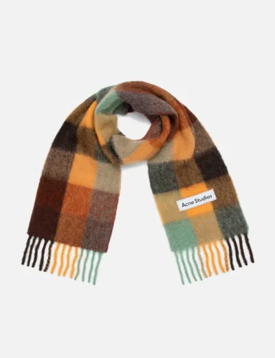 Acne Studios Vally Alpaca-blend Checked Scarf In Gold