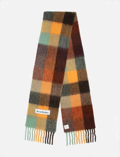 Acne Studios Vally Alpaca-blend Checked Scarf In Gold
