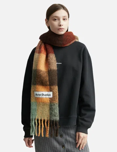 Acne Studios Vally Alpaca-blend Checked Scarf In Gold