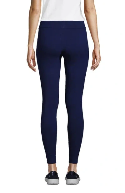 Lands' End High Rise Serious Sweats Fleece Lined Pocket Leggings In Blue