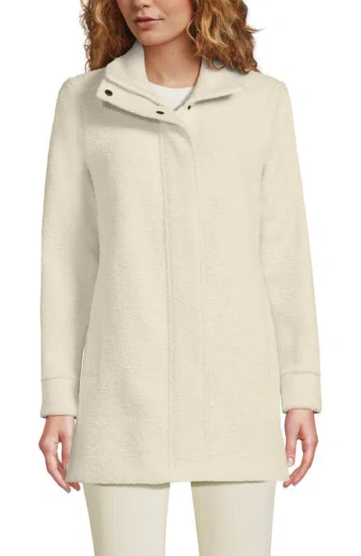 Lands' End Boucle Fleece Coat In Gray
