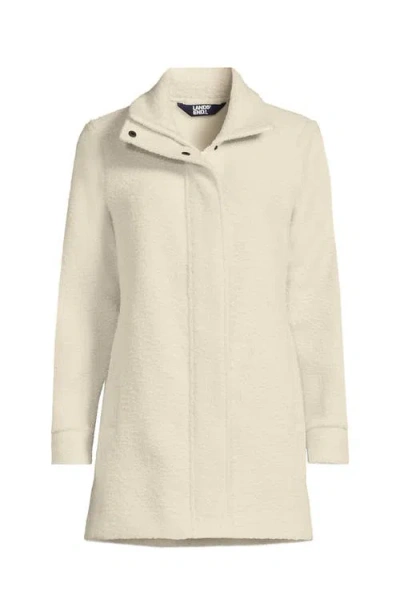 Lands' End Boucle Fleece Coat In Gray