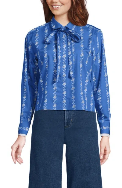 Lands' End Easy Care Shirt With Removable Bow In Blue