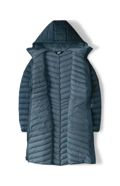 Lands' End Ultralight Packable Long Down Coat In Blue