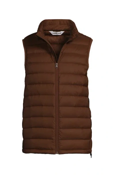Lands' End Wanderweight Ultralight Packable Down Vest In Brown