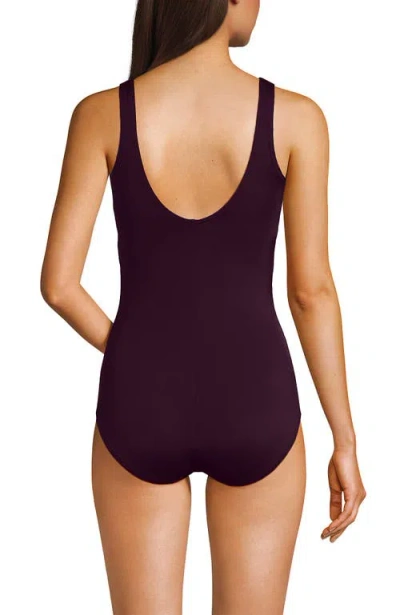 Lands' End Tugless Low Leg One Piece Swimsuit In Purple