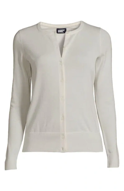 Lands' End Plus Size Cashmere Cardigan Sweater In White