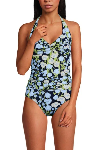 Lands' End Twist Halter Tankini Top In Multi