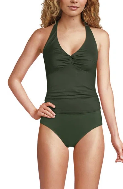 Lands' End Twist Halter Tankini Top In Green