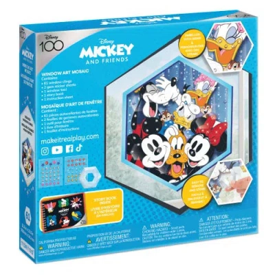 Disney Window Art Mosaic Mickey & Friends 66 Pieces, Puzzle Window Clings In Multi