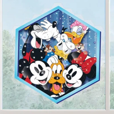Disney Window Art Mosaic Mickey & Friends 66 Pieces, Puzzle Window Clings In Multi