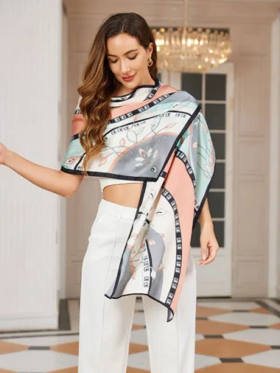 Silksilky Mulberry Silk Printed Rectangular Long Shawl Scarf In Green