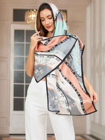 Silksilky Mulberry Silk Printed Rectangular Long Shawl Scarf In Green