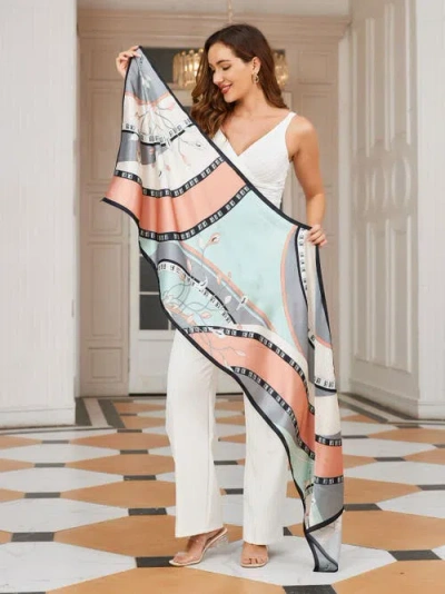 Silksilky Mulberry Silk Printed Rectangular Long Shawl Scarf In Green