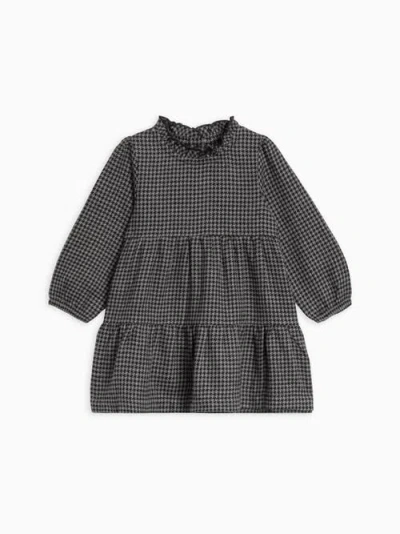Kendi Neela Organic Flannel Ruffle Neckline Long Sleeve Dress In Gray