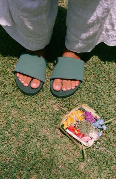 Indosole Responsibly-made Tire Sole Slide Sandals In Green