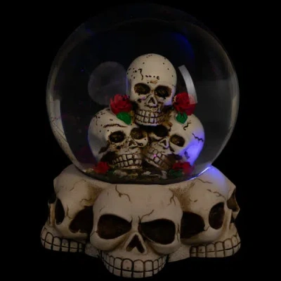 Northlight Led Lighted Skulls And Roses Halloween Snow Globe With Sound In Multi