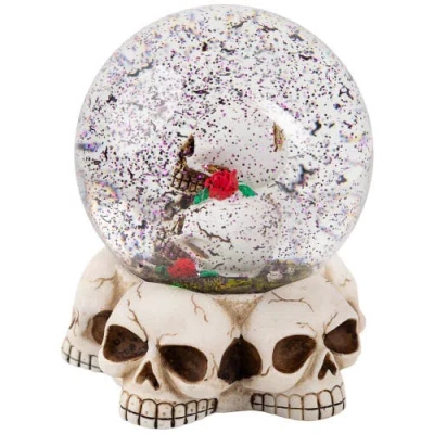 Northlight Led Lighted Skulls And Roses Halloween Snow Globe With Sound In Multi