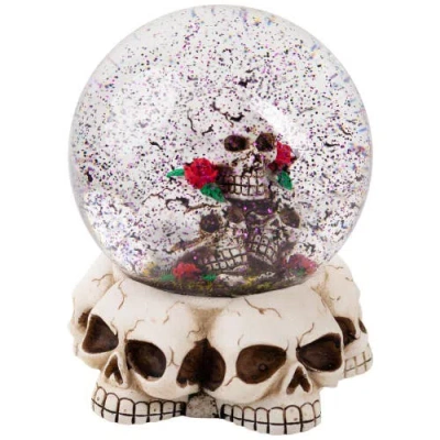 Northlight Led Lighted Skulls And Roses Halloween Snow Globe With Sound In Multi