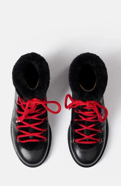 Scarosso Lace-up Shearling Boots In Black