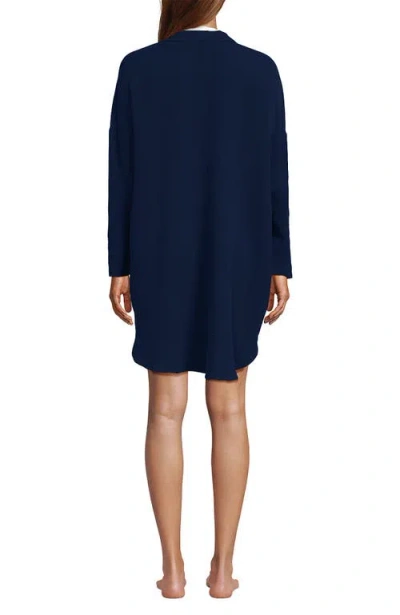Lands' End Oversized Gauze Button Front Cover-up Shirt In Blue