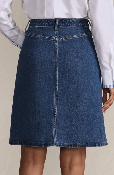 Lands' End Soft Denim Mid Rise Button Through Mini Skirt In Blue