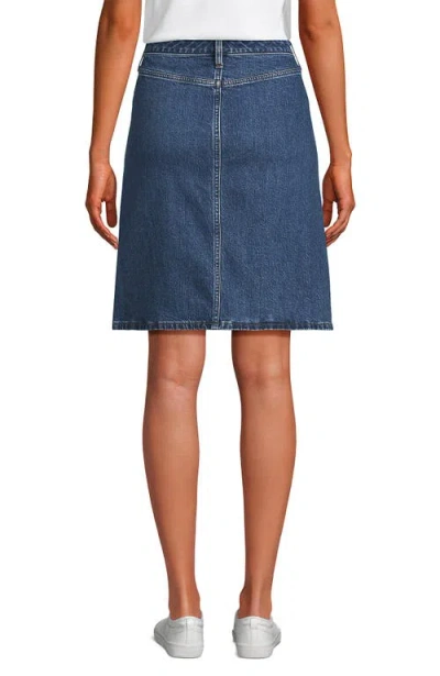 Lands' End Soft Denim Mid Rise Button Through Mini Skirt In Blue