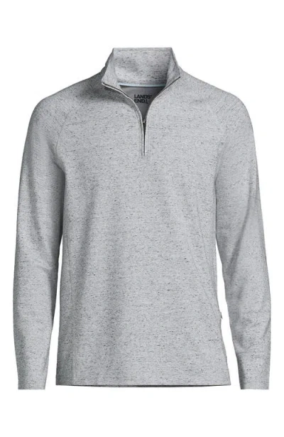 Lands' End Long Sleeve Raglan Hybrid Quarter Zip In Gray