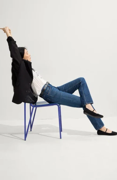 Rothys The Revelvet Max Square Mary Jane In Black/neutral In Black