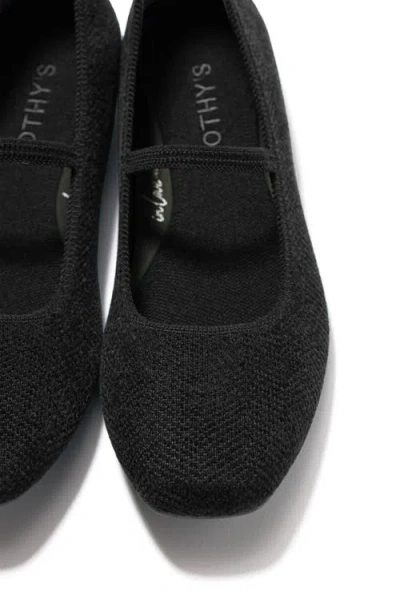 Rothys The Revelvet Max Square Mary Jane In Black/neutral In Black