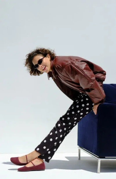 Rothys The Revelvet Max Square Mary Jane In Red In Burgundy