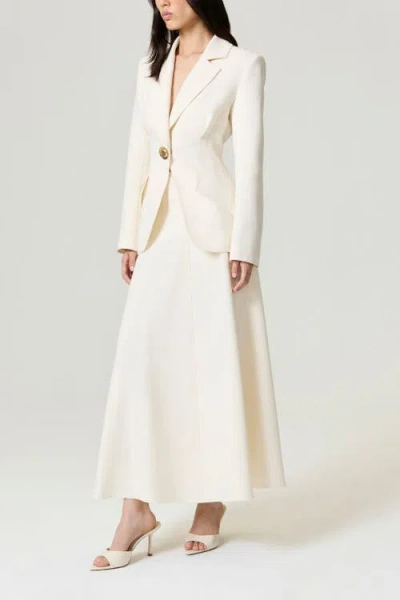 Nocturne Gold Accent Padded Shoulder Jacket In White