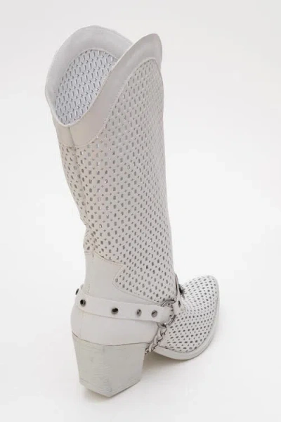 Prologue Shoes Lumen Block Heel Western Boot In White