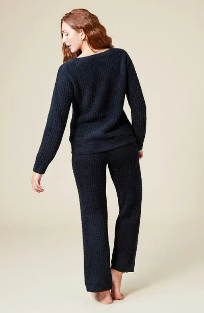 Softies Waffle Marshmallow Boat Neck Lounge Set In Black