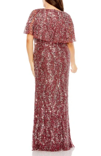 Mac Duggal High Neck Column Gown With Cape In Red