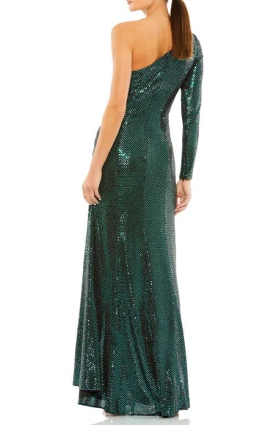 Mac Duggal 12501 Long Formal One Shoulder Dress In Green