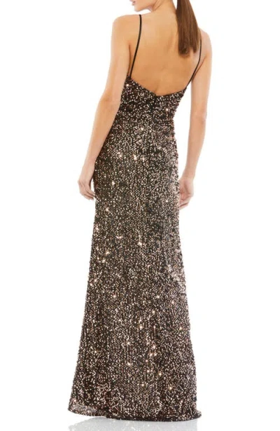 Mac Duggal 55700 Long Spaghetti Strap Prom Gown In Brown