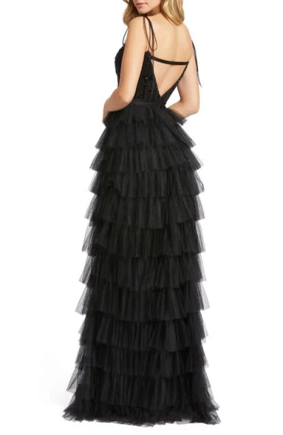 Mac Duggal 26281 Spaghetti Strap Long Ruffled Dress In Black