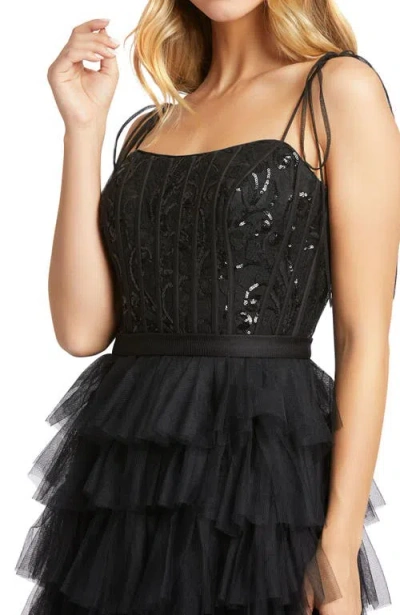 Mac Duggal 26281 Spaghetti Strap Long Ruffled Dress In Black