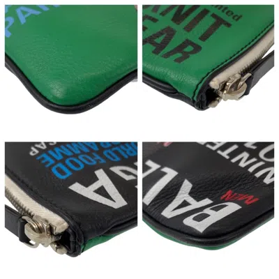 Pre-owned Balenciaga Black Green Leather Clutch Bag ()